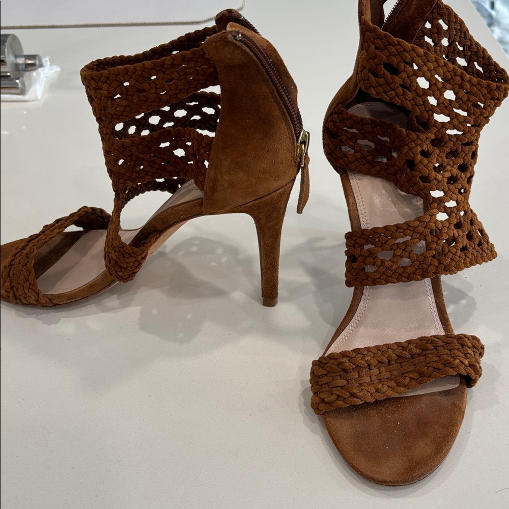 Sandro Paris Suede High Heeled Shoes-Rust  Brown - Size 39